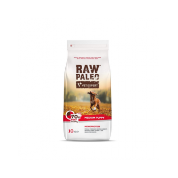 VETEXPERT Raw Paleo Beef Puppy Medium 10 kg pentru caini juniori talie medie, cu vita