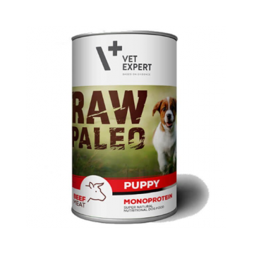 VETEXPERT RAW PALEO Puppy hrana caini juniori monoproteica 400 g cu vita