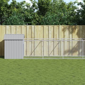 vidaXL Casă câine & acoperiș gri deschis 117x813x123cm oțel galvanizat
