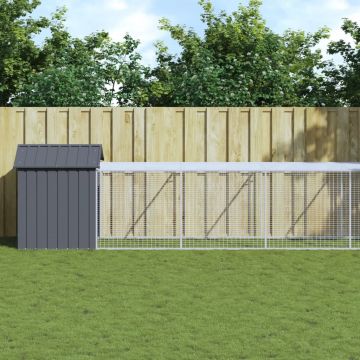 vidaXL Coteț de pui cu incintă antracit 117x813x123 cm oțel galvanizat
