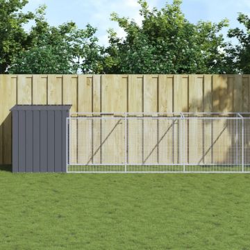 vidaXL Cușcă câine cu țarc antracit 110x1017x110 cm oțel galvanizat
