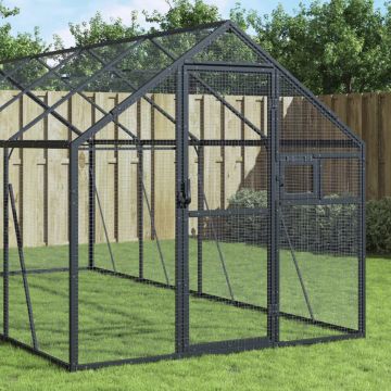 vidaXL Volieră de păsări, antracit, 1,79x10x1,85 m, aluminiu
