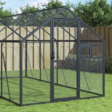vidaXL Volieră de păsări, antracit, 1,79x4x1,85 m, aluminiu