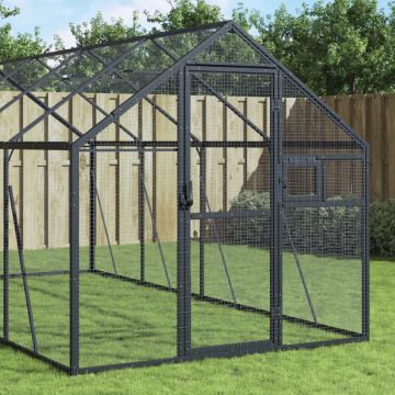 vidaXL Volieră de păsări, antracit, 1,79x8x1,85 m, aluminiu