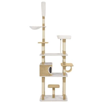 Ansamblu pentru pisici stâlpi cu funie de sisal bej 235 cm
