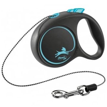 FLEXI Black Design XS, lesă retractabilă câini, 8kg, șnur, 3m, albastru