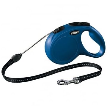 FLEXI Classic M, lesă retractabilă câini, 20kg, șnur, 5m, albastru