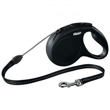FLEXI Classic M, lesă retractabilă câini, 20kg, șnur, 5m, negru