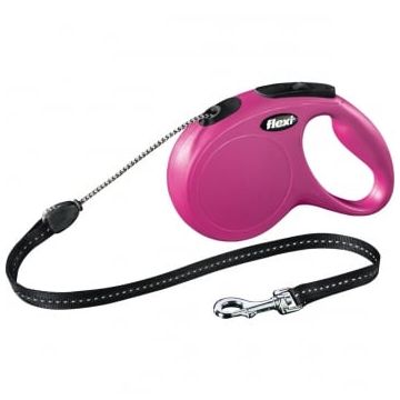 FLEXI Classic M, lesă retractabilă câini, 20kg, șnur, 5m, roz