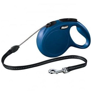 FLEXI Classic M, lesă retractabilă câini, 20kg, șnur, 8m, albastru