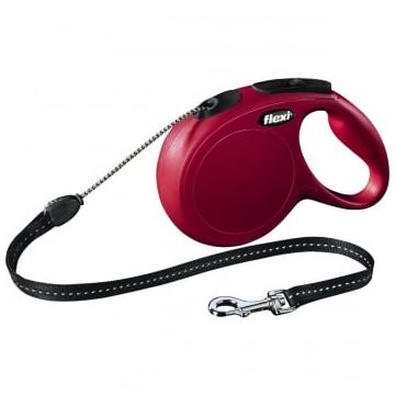 FLEXI Classic M, lesă retractabilă câini, 20kg, șnur, 8m, roșu