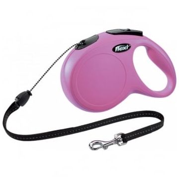 FLEXI Classic M, lesă retractabilă câini, 20kg, șnur, 8m, roz