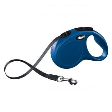 FLEXI Classic S Cord, lesă retractabilă câini, 15kg, bandă, 5m, albastru