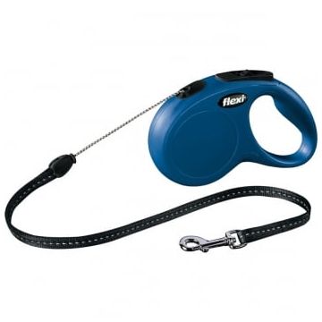 FLEXI Classic S, lesă retractabilă câini, 12kg, șnur, 5m, albastru