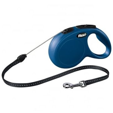 FLEXI Classic S, lesă retractabilă câini, 12kg, șnur, 8m, albastru