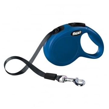 FLEXI Classic XS Cord, lesă retractabilă câini, 12kg, bandă, 3m, albastru