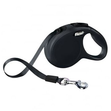 FLEXI Classic XS Cord, lesă retractabilă câini, 12kg, bandă, 3m, negru
