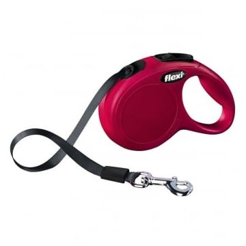 FLEXI Classic XS Cord, lesă retractabilă câini, 12kg, bandă, 3m, roșu