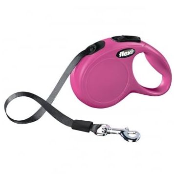 FLEXI Classic XS Cord, lesă retractabilă câini, 12kg, bandă, 3m, roz