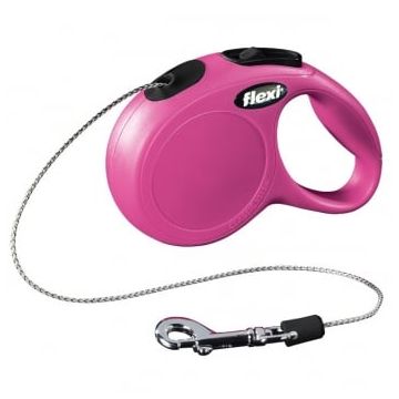 FLEXI Classic XS, lesă retractabilă câini, 8kg, șnur, 3m, roz