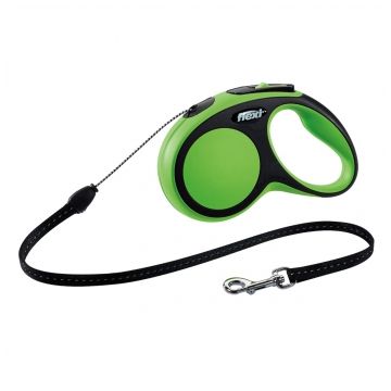 FLEXI Comfort S, lesă retractabilă câini, 15kg, șnur, 5m, verde