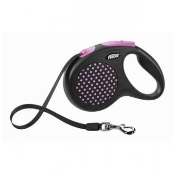 FLEXI Design M, lesă retractabilă câini, 25kg, bandă, 5m, roz