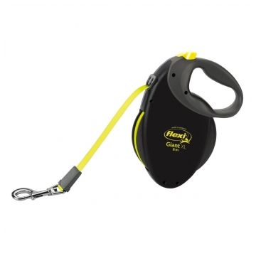 FLEXI Giant XL, lesă retractabilă câini, >50kg, bandă, 8m, negru/neon