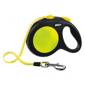 FLEXI Neon L, lesă retractabilă câini, 50kg, bandă, 5m, neon