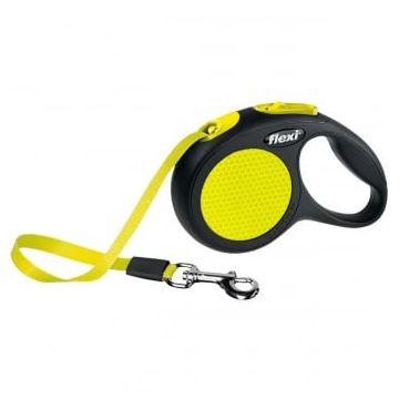 FLEXI Neon XS, lesă retractabilă câini, 12kg, bandă, 3m, neon