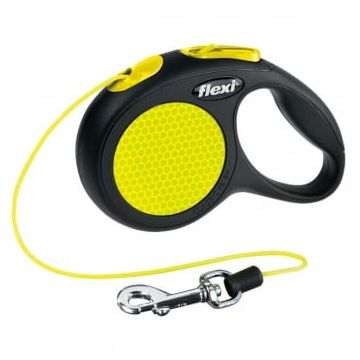 FLEXI Neon XS, lesă retractabilă câini, 8kg, șnur, 3m, neon