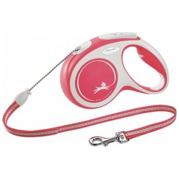 FLEXI New Comfort M, lesă retractabilă câini, 20kg, șnur, 5m, roșu