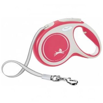 FLEXI New Comfort M, lesă retractabilă câini, 25kg, bandă, 5m, roșu