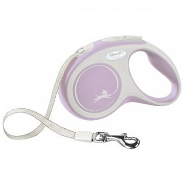 FLEXI New Comfort S, lesă retractabilă câini, 15kg, bandă, 5m, roz