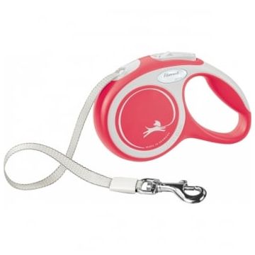 FLEXI New Comfort XS, lesă retractabilă câini, 12kg, bandă, 3m, roșu