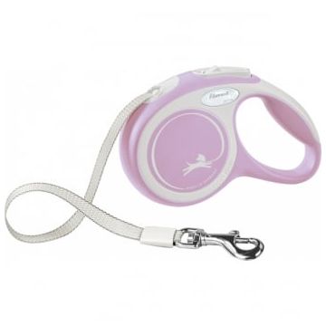FLEXI New Comfort XS, lesă retractabilă câini, 12kg, bandă, 3m, roz