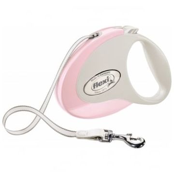 FLEXI Style M, lesă retractabilă câini, 25kg, bandă, 5m, roz