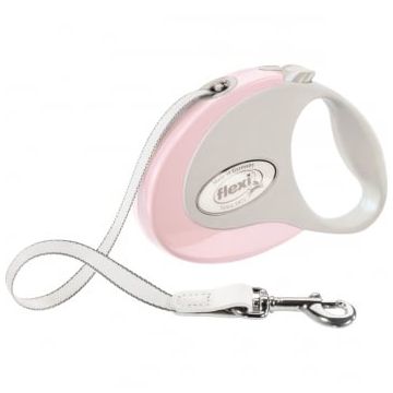 FLEXI Style S, lesă retractabilă câini, 12kg, bandă, 3m, roz