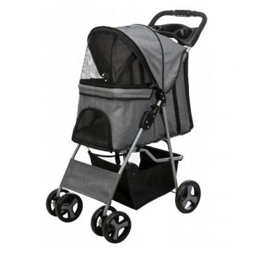 TRIXIE Bugggy, stroller câini și pisici, XS-M(max. 15kg), poliester, deschidere frontală, cu rotile, cu buzunare, verde și gri, 47 x 100 x 80 cm