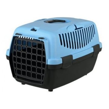 TRIXIE Capri 1, cușcă transport câini și pisici, XS-S(max. 6kg), plastic, deschidere frontală, albastru și negru, 32 x 31 x 48 cm