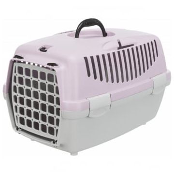 TRIXIE Capri 1, cușcă transport câini și pisici, XS-S(max. 6kg), plastic, deschidere frontală, gri și mov, 32 x 31 x 48 cm