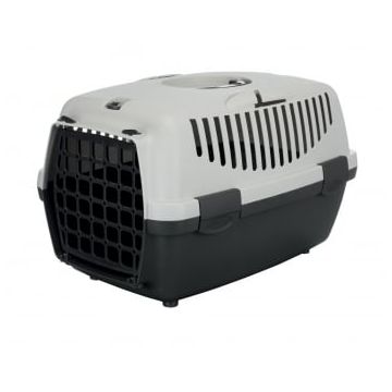 TRIXIE Capri 1, cușcă transport câini și pisici, XS-S(max. 6kg), plastic, deschidere frontală, gri și negru, 32 x 31 x 48 cm