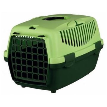 TRIXIE Capri 1, cușcă transport câini și pisici, XS-S(max. 6kg), plastic, deschidere frontală, verde, 32 x 31 x 48 cm