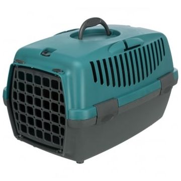 TRIXIE Capri 1, cușcă transport câini și pisici, XS-S(max. 6kg), plastic, deschidere frontală, verde și gri, 32 x 31 x 48 cm