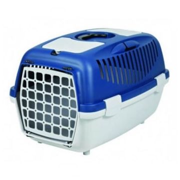 TRIXIE Capri 2, cușcă transport câini și pisici, XS-S(max. 8kg), plastic, deschidere frontală, albastru și negru, 37 x 34 x 55 cm