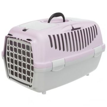 TRIXIE Capri 2, cușcă transport câini și pisici, XS-S(max. 8kg), plastic, deschidere frontală, gri și mov, 37 x 34 x 55 cm
