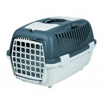 TRIXIE Capri 2, cușcă transport câini și pisici, XS-S(max. 8kg), plastic, deschidere frontală, gri și negru, 37 x 34 x 55 cm