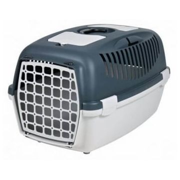 TRIXIE Capri 3, cușcă transport câini și pisici, XS-S(max. 12kg), plastic, deschidere frontală, gri și negru, 40 x 38 x 61 cm