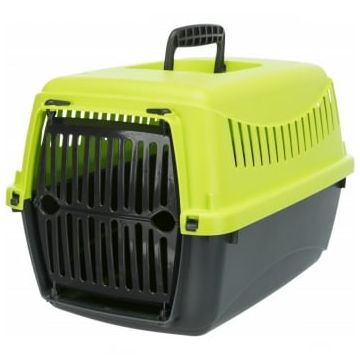 TRIXIE Capri, cușcă transport câini și pisici, XS(max. 2.5kg), plastic, deschidere frontală, verde și gri, 26 x 25 x 39 cm