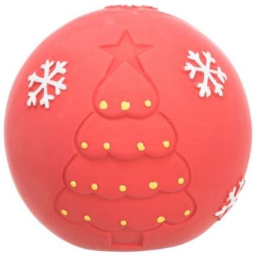 TRIXIE Christmas Xmas Glob, jucărie de aport câini, XS-XL, latex, cu sunet, activități fizice, roșu, ⌀8 cm