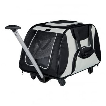 TRIXIE, geantă trolley transport câini și pisici, XS-M(max. 20kg), nylon, deschidere frontală&laterală, cu rotile, negru și gri, 34 x 43 x 67 cm